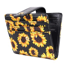 Simikol Small Wallets for Women Slim Minimalistfor Bifold Credit Card Holder for Pocket or Purse, Sunflower