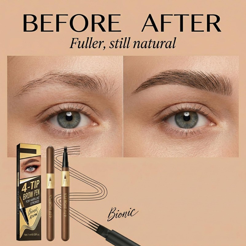 4-Pronged Eyebrow Pen For Natural Hair-Like Strokes And Precise Definition