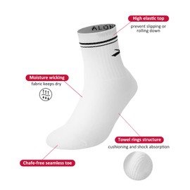 ALONG FIT Womens Crew Socks Whole Foot Cushioned Socks Cotton Vintage Soft Sport Socks 3/5 Pairs