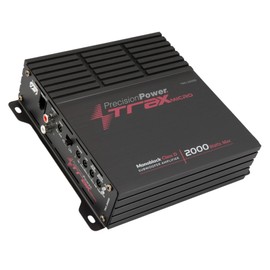 Precision Power TM1.2000D, Trax Micro Mono Car Stereo Amplifier, 1 Channel Compact Monoblock Amplifiers and Subwoofer Amp, 2000W Max Single Channel Class D Audio Amps