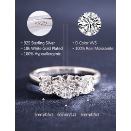 IMOLOVE Moissanite Engagement Ring,Moissanite Rings for Women Couples, 2CT Lab Created Simulated Round Diamond Engagement Rings-8