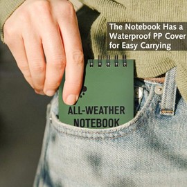 DILUSILK 2 Pack Waterproof Notepad, All Weather Police Notepad, Mini Notebooks Bulk with Lined Pages for Outdoor Activity Recording (Army Green)