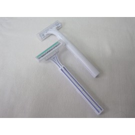 Razor, Disposable Commercial (RA Double Blade), 100 Pieces, Amenities, White, T-shaped Shaver, Shaving, Razor, 2 Blades (100)