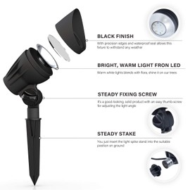 Malibu LED Low Voltage Spotlight Outdoor Landscape Lighting 11W 300 Lumens 2700K with Plastic Spike and Connector for Garden Yard Driveway 8401-2650-01