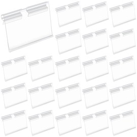 Epicover 100 Pack Plastic Wire Shelf Label Holder, Clear Plastic Bin Labels Clips, for Storage Bins, Storage Cubes, Wire Shelf Price Tags, Supermarket Merchandise Sign Display Holder(3.9X1.6 In)