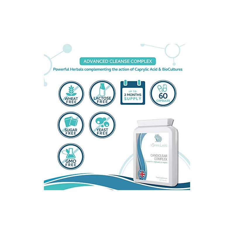 CandiClear Complex - 60 Capsules - Candida Cleanse & Thrush/Yeast