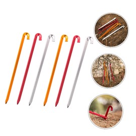 GANAZONO 12pcs Aluminium Alloy Tent Pegs Lightweight Ground Stakes for Camping Hiking and Outdoor Use Durable Design with Curved Hook for Easy Removal