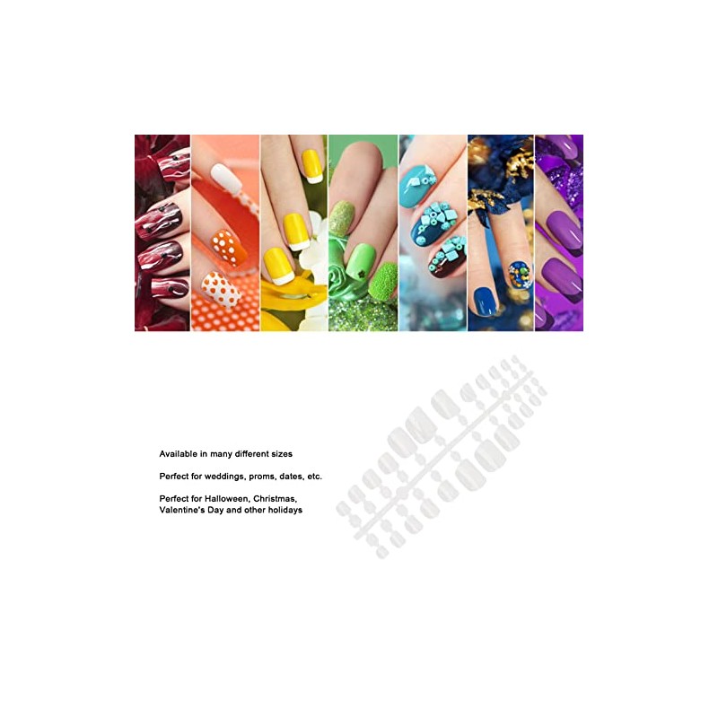 Brrnoo 240 Uñas Postizas de los Pies, Cubierta Completa, Multiusos,