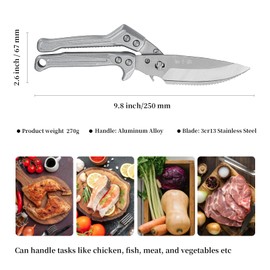 Poultry Shears All Purpose, Heavy Duty Kitchen Shears With Aluminum Alloy Handle, Sharp Scissors for Meat Vegetables, Food Grade, Dishwasher Safe