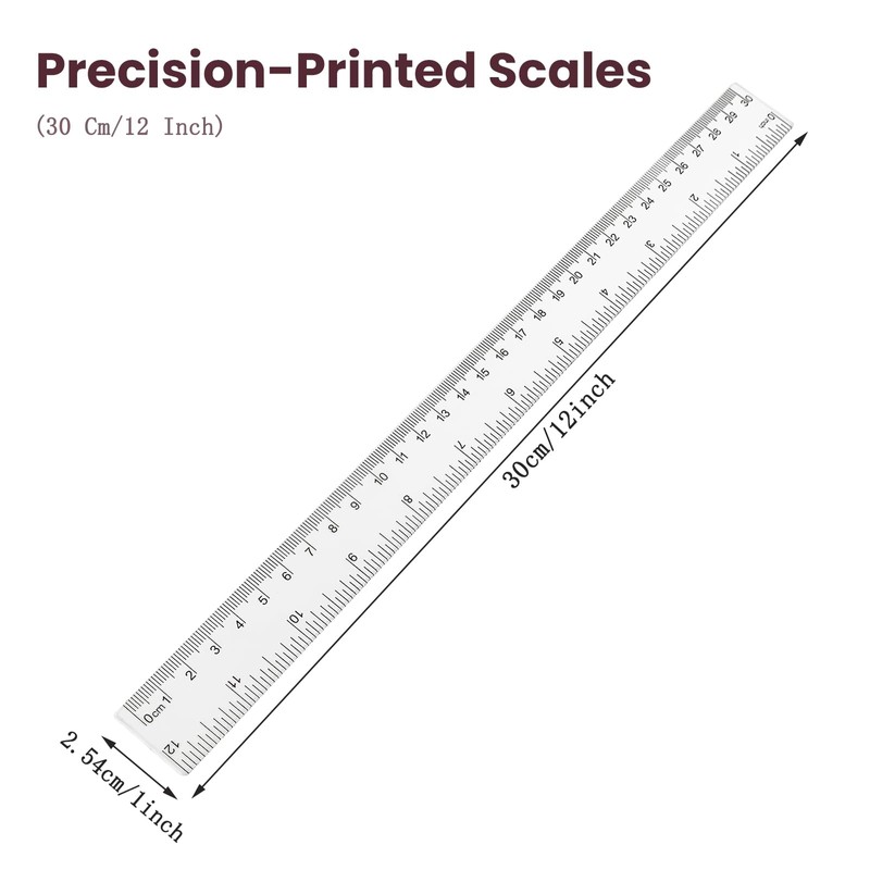 ZUFECY 15 Packs Flexible Ruler Transparent Ruler, Clear See Through