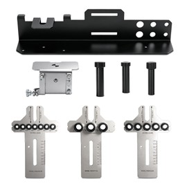 08359 Stainless Steel Dowel Jig Kit, Precision Woodworking Doweling Jig with 90 Degree Angle Bracket, 1/4" 3/8" 1/2" Dowel Hole Drilling Guide Locator for Furniture Cabinet Joinery DIY Wood Projects