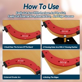 Aepiraza Woodworking Round Corner Radius Templates, Corner Routing Guide Set R100 R150 R200 R250 R300 Curve Guide Cabinet Edge Molding Aluminum Router Corner Radius Template