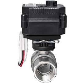 Electric Motorized Ball Valve, 3/4" Stainless Steel Electrical Ball Valve with Full Port, 9-24V AC/DC and 2 Wire Auto Return Setup, with Manual Override
