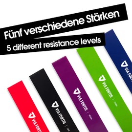 Via Fortis Premium Fitness Band Set - 5 Resistance Bands + Bag and Instructions (English Language Not Guaranteed) - Resistance Bands, Gymnastic Bands, Training Bands, Loop Bands, Mini Bands, Exercise Bands