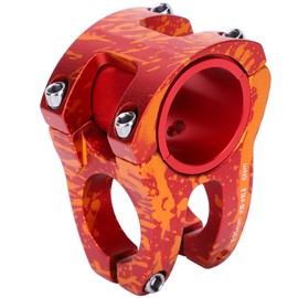 LUNJE 31.8/35x35mm Aluminum Alloy Bicycle Bar Stem Hollow Cycling Short Handlebar StemRed Golden