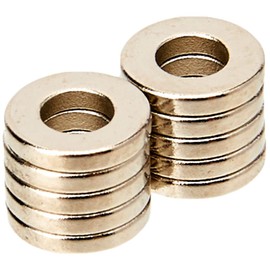 Diametrically Magnetised N42 Neodymium Magnet for Engineering, Manufacturing and Technology Applications - 6mm O.D. x 3mm I.D. x 1mm thick - Pack of 10