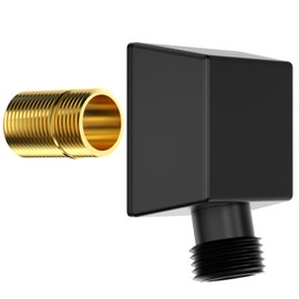 Lavatrum 100% Brass Wall Mounted Supply Elbow, Wall Elbow for Hand Shower, Solid Brass Wall Supply Elbow, Check Valve Included (Matte Black)