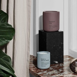 Blomus FRAGA Scented Candle Lg Satellite (Taupe) w/Royal Leather Scent