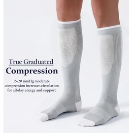 Bevigorio 3pairs Compression Socks for Women Men 15-20mmHg Circulation Cushion Knee High Support Socks Athletic Daily 3pairgrey S/M