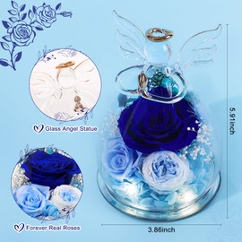 Valentines Day Gifts for Her Preserved Rose for Women Forever Fresh Flowers in Glass Decor Angel Figurines Birthday Gifts for Mom Grandma Mother in Law Wife Sister Girls Granddaughter Presents