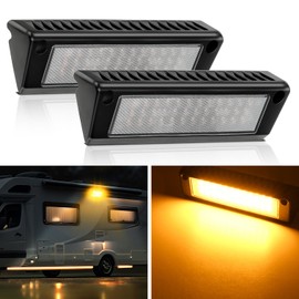 Nilight RV Exterior Light 2PCS 9 Inch Porch Lights Amber Beam 12V 24V LED Scene Cargo Lighting Black Aluminum Housing for RV Trailers Travel Campers 5th Wheels Motorhome SUV Truck