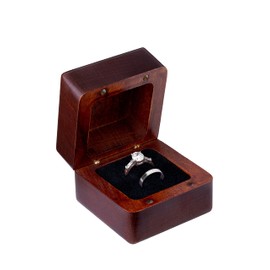 Strova Wood Ring Box for Wedding Ceremony and Engagement – Ring Bearer Box with Protective Ring Cushions and Magnetic Closure