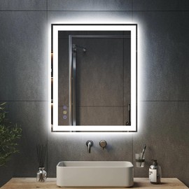24"x 30" LED Mirror for Bathroom, Front and Backlit Controlled Separately LED Vanity Mirror with Lights, Lighted Mirrors for Bathroom Wall, Tempered Glass, Stepless Dimmable, Anti Fog, Memory(UL ETL)