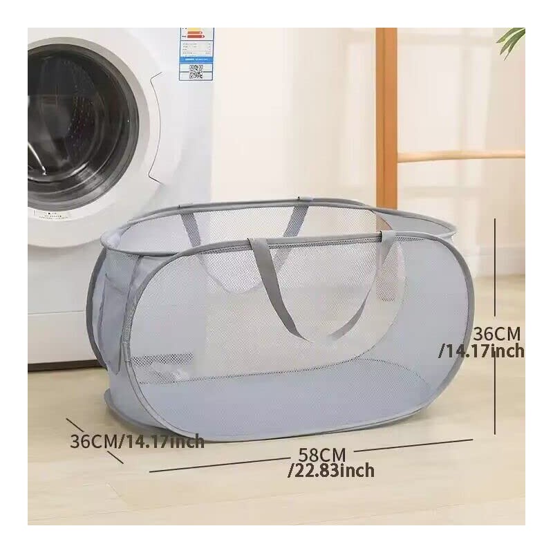 Durable Collapsible Laundry Baskets, Mesh Pop Up Laundry Hamper with