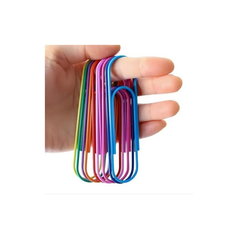 Clips de papel grandes, 50 clips de papel gigantes, multicolores,