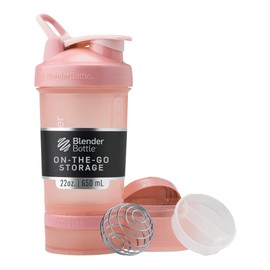 BlenderBottle Shaker Bottle with Pill Organizer and Storage for Protein Powder, Classic V2 ProStak System, 22-Ounce, Rose Pink