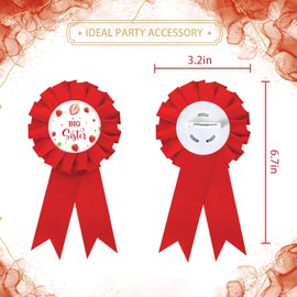 Strawberry Big Sister Tinplate Badge Pin, Berry Sister to Be Pin, Berry Sweet Happy Birthday Button for Girl, Red Rosette Birthday Girl Award Ribbon, Strawberry Baby Shower Party Favors