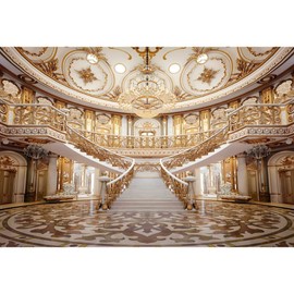 Caaerttply Luxurious Palace Castle Backdrop for Photography10x8ft European Golden Palace Chandelier Staircase Photo Background Wedding Ceremony Birthday Bridal Shower Girls Adult Portrait Banner Prop