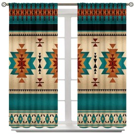 SXXLDNG Aztec Curtains, Vintage Southwestern Ethnic Geometric Window Treatments for Living Room,Tribal Boho Native Pattern Drapes 2 Panel Set,42x45 Inch Decor