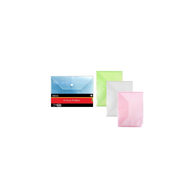 Document Folder Wallet A4 Pack of 4 Plastic with Stud