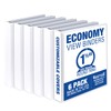 Samsill 1.5 Inch 3 Ring Binders, Made in USA, Economy Round Ring, Clear View Cover, 325 Sheet Capacity - for School, Home, Office - White, 6 Pack