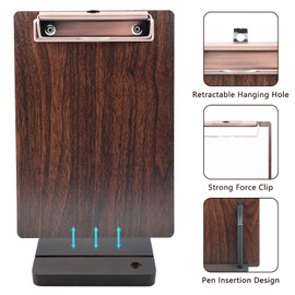URbantin Pack of 4 A5 Wooden Clipboards, A5 Wooden Menu Holder for Restaurants, A5 Clipboards with Wooden Base, Clipboard