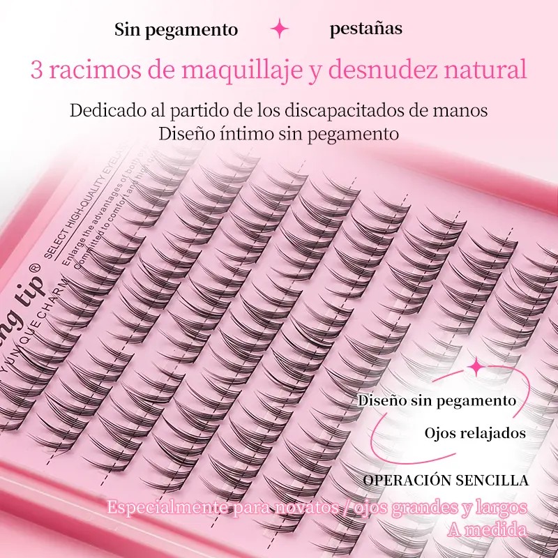 Extensiones De Pestañas, Curvatura En C, Sin Pegamento.