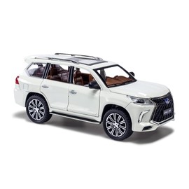 Diecast car Model 1/24 Scale - Zinc Alloy Pull Back Toy car with Sound and Light, Collectible Toys Vehicle for Adults and Boys Girls (White)