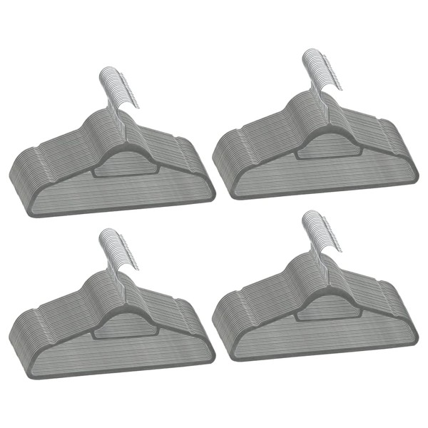 FAMIROSA 100 pcs Clothes Hanger Set Anti-Slip Gray Velvet,8.07 KG,289919