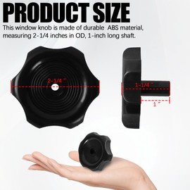 Aussio (3-Pack, Black 1" Shaft RV Window and Vent Knob Interior Hardware Camper Windows Replacement Trailer Knobs RV Window Latch Knob 2-1/4 Inch Diameter Plastic Windows Knobs