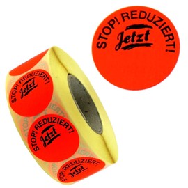 1,000 Discount Labels Stop Reduced Bright Red Permanent 32 mm 1 Roll