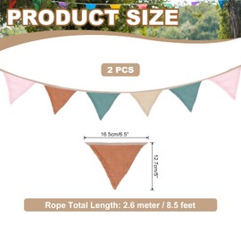 PATIKIL 8.5Ft Pennant Banner Flags Set of 2, 10Pcs Double-side Cotton Fabric Flags Garland Triangle Bunting for Birthday Party Room Decoration, Light Colors Series