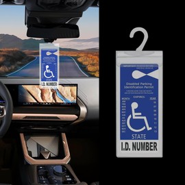 Middrivr Handicap Placard Holder, Work Permit Holder, Ultra Transparent Disabled Parking Permit Placard Protector with Large Hanger, Automotive Disabled Placard Protective Cover for Car Hanger (1PCS)