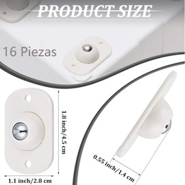WADY Mini Ruedas Autoadhe, 16 Piezas Mini Rueda Giratoria, Polea Adhesiva Universal de 360° Ruedas Pequeñas Desmontables para Papelera Muebles Pequeños, Caja de Almacenamiento (Blanco) ﻿