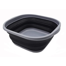 SAMMART 10L (2.6 Gallons) Collapsible Tub - Foldable Dish Tub - Portable Washing Basin - Space Saving Plastic Washtub (Dark Grey/Black, 1)