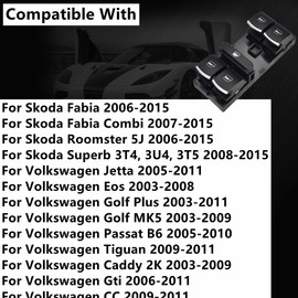 Power Window Button Window Regulator Switch Fit VW Jetta Tiguan Golf GTI MK5 MK6 Passat B6 CC Seat Leon 5ND959857 5K4959857