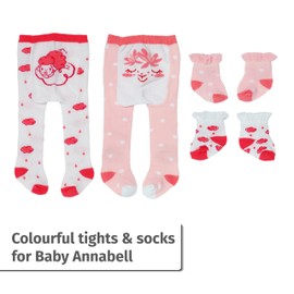 Baby Annabell Tights and Socks in two assorted designs for 43cm Dolls, Pack of 1 Doll Tights and 1 pair of doll socks, For Children Aged 3+, 710807 Zapf Creation