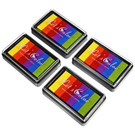 Sealhuan Rainbow Ink Pad, 4Pcs Craft Ink Pad Kids Accessories Finger Palm Ink Stamps DIY Graffiti Inkpad Kids Inkpad for Children Girls