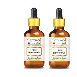 Greenwood Essential Pure Liquorice (Licorice) Oil (Glycyrrhiza glabra) with Glass Dropper Premium Therapeutic Grade for Hair, Skin & Aromatherapy (Pack of Two) 100ml X 2 (6.76 oz)