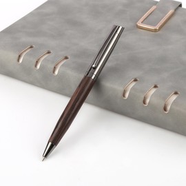 Facile Scriptum High-quality premium rotating ballpoint pen made of metal and wood with beautiful gift box, model Lignum dark, dark brown and anthracite